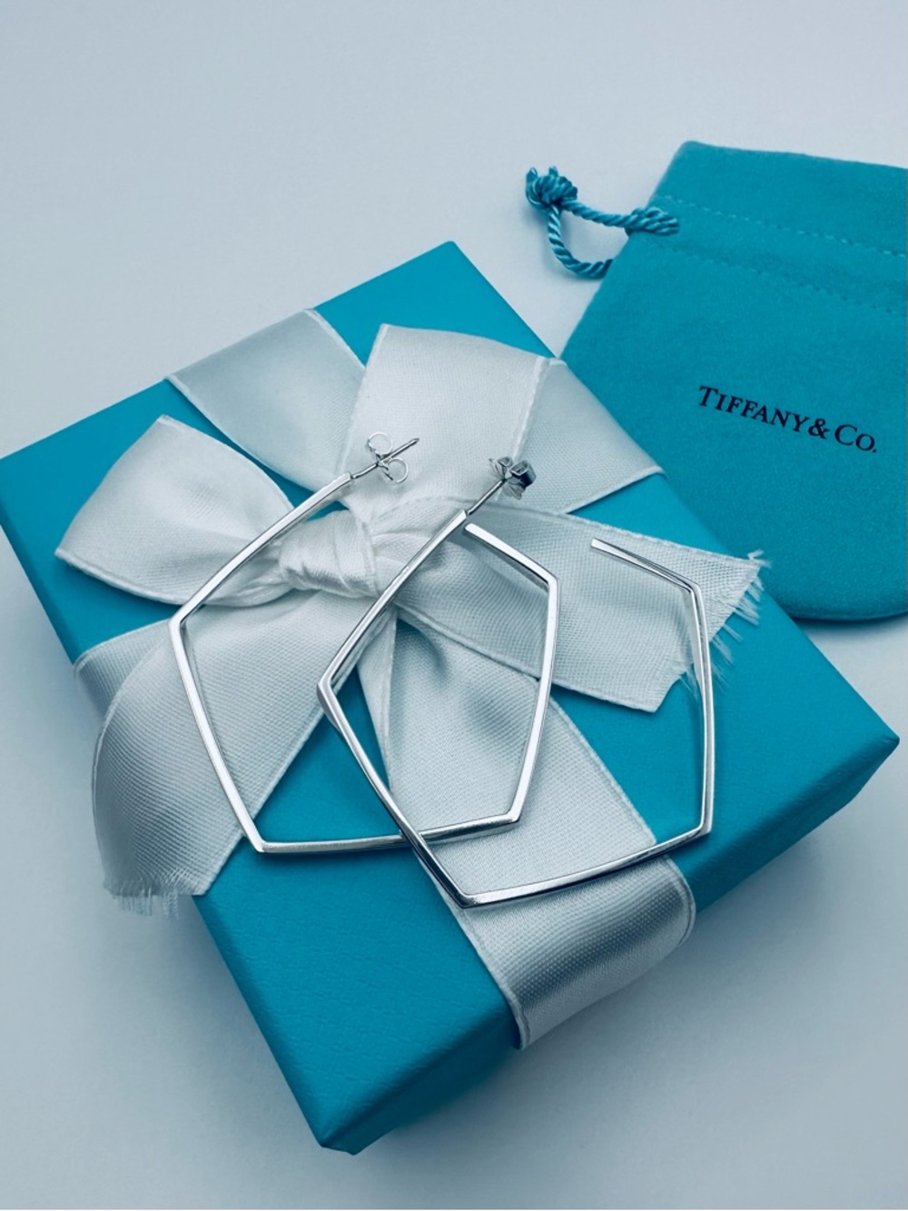 RARE Tiffany & Co. Frank Gehry Large Torque Hoop Earrings in Silver w Packaging - Picture 11 of 12